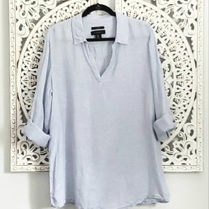 Tahari blue linen tunic 1X